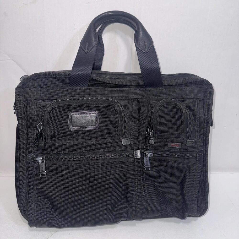Tumi‎ Alpha 3 Black Ballistic Nylon Designer Expandable Organizer Laptop Brief